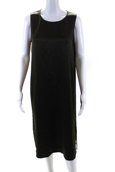Eileen Fisher Womens Brown Silk Blend Crew Neck Sleeveless Tank Dress Size S