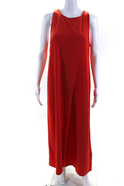 Eileen Fisher Womens Orange Crew Neck Slit Front Sleeveless A-Line Dress Size S
