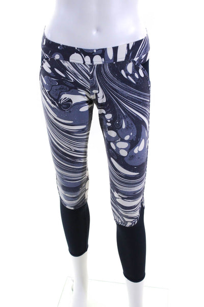 Adidas by Stella McCartney WOmens Mesh Panel Abstract Print Leggings Blue Size S