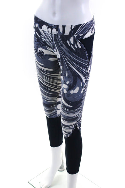 Adidas by Stella McCartney WOmens Mesh Panel Abstract Print Leggings Blue Size S