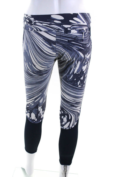 Adidas by Stella McCartney WOmens Mesh Panel Abstract Print Leggings Blue Size S