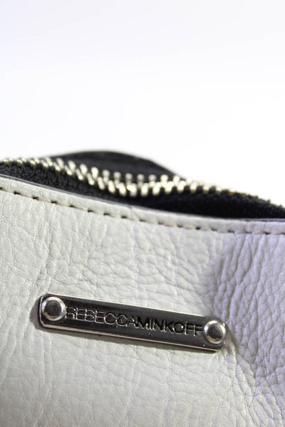 Rebecca Minkoff Womens Leather Studded Zip Wristlet Pouch White