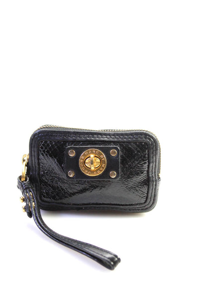 Marc By Marc Jacobs Womens Leather Gold Tone Hardware Wristlet Pouch Black