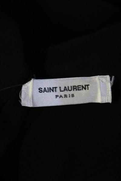 Saint Laurent Womens Crepe Eyelet Bell Sleeve V-Neck Blouse Top Black Size S