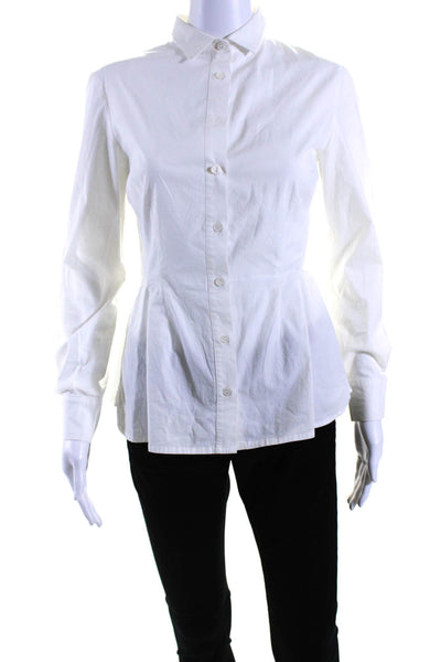 Antonio Berardi Womens Cotton Eyelet Ruffled Button Up Blouse Top White Size S