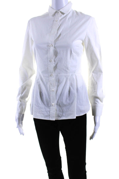 Antonio Berardi Womens Cotton Eyelet Ruffled Button Up Blouse Top White Size S