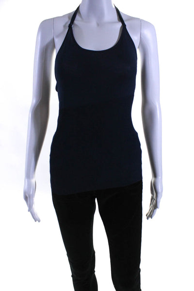 Jacquemus Womens Knit Halter Sleeveless Blouse Tank Top Navy Size FR 38