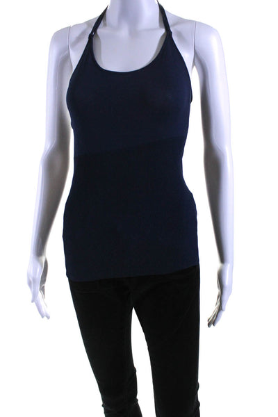 Jacquemus Womens Knit Halter Sleeveless Blouse Tank Top Navy Size FR 38