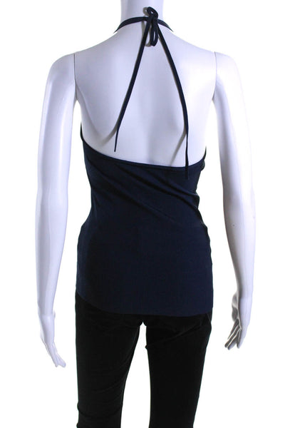 Jacquemus Womens Knit Halter Sleeveless Blouse Tank Top Navy Size FR 38