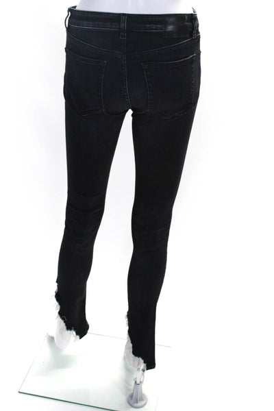 R13 Womens Kate Angled Hem High Waist Skinny Jeans Pants Black Size 27