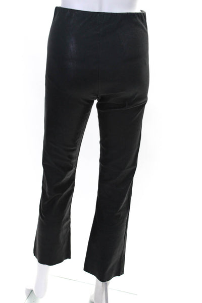 By Malene Birger Womens High Waist Straight Leg Cropped Leather Pants Black FR34