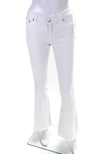 Tractr Womens High Waist Ankle Fray Flare Bell Bottom Jeans White Size 26