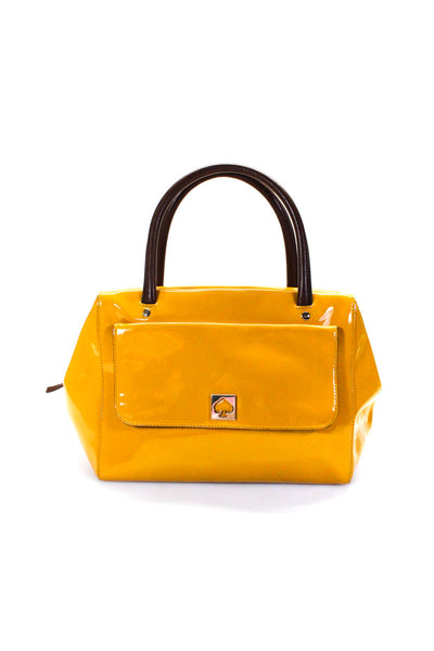 Kate Spade New York Womens Yellow Front Pockets Zip Shoulder Bag Handbag