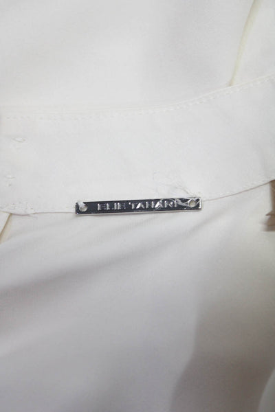 Eileen Fisher Womens Half Sleeve Lace Trim Mock Neck Silk Top White Size XL