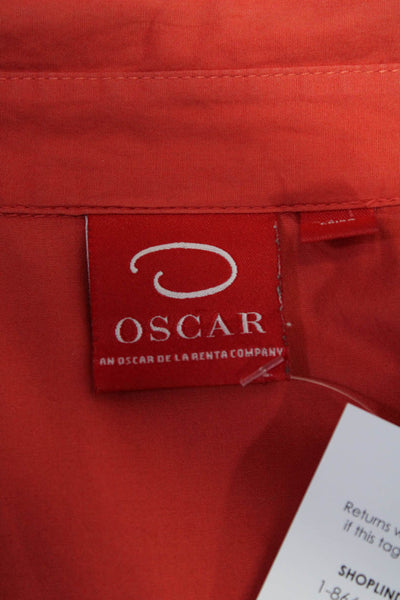 Oscar By Oscar De La Renta Womens Button Up Collared Shirt Orange Cotton Size 10