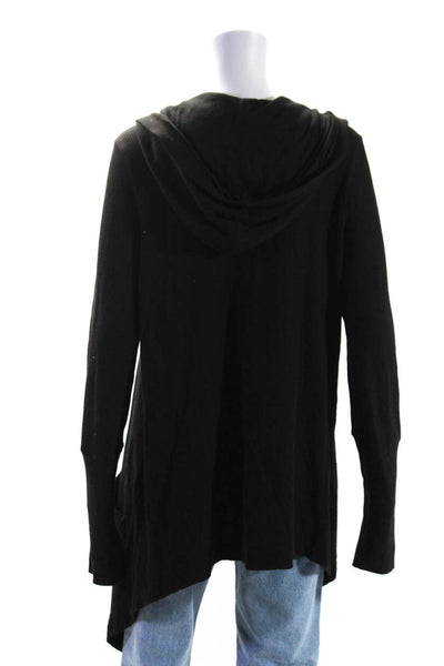 Splendid Womens Long Sleeve Open Front Hooded Cardigan Sweater Black Size Large
