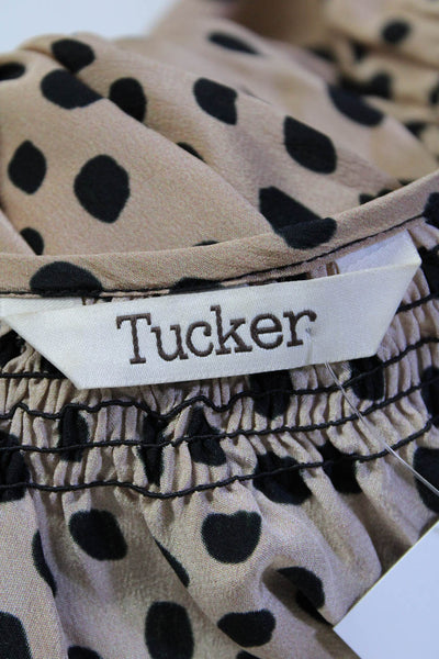 Tucker Womens Puff Sleeve Spotted Cheetah Print Shirt Shift Dress Beige Medium