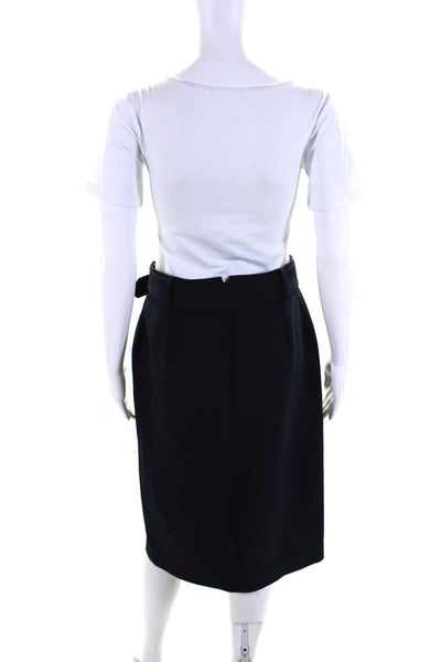 Gerard Darel Womens Belted Unlined Knee Length Pencil Skirt Navy Blue Size FR 42