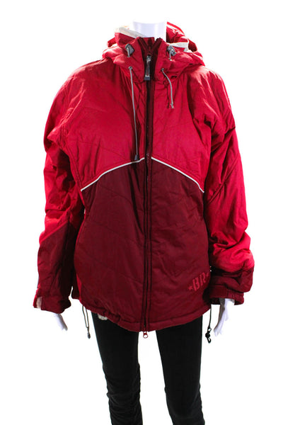 Betty Rides Womens Color Block Hooded Ski Snowboarding Jacket Red Size Large