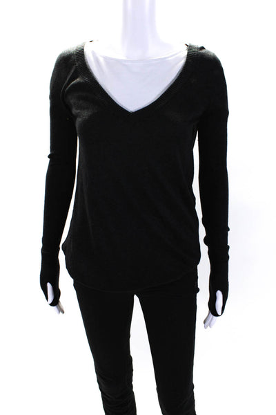 Lululemon Womens Open Back Cowl Neck Pullover Sweater Black Gray Size 4