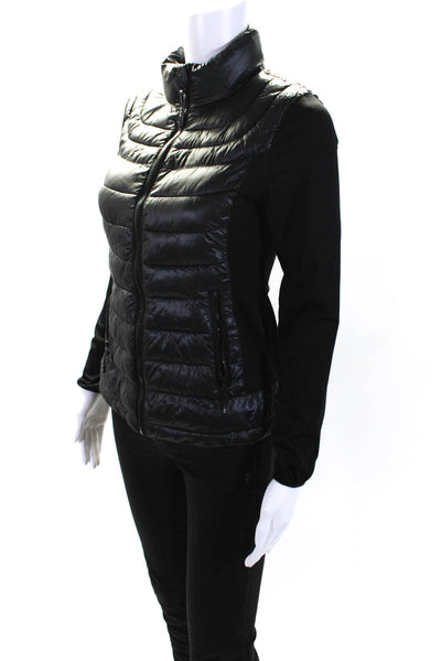 Marc New York Womens Lightweight Full Zip Lycra Sleeve Puffer Jacket Black XS