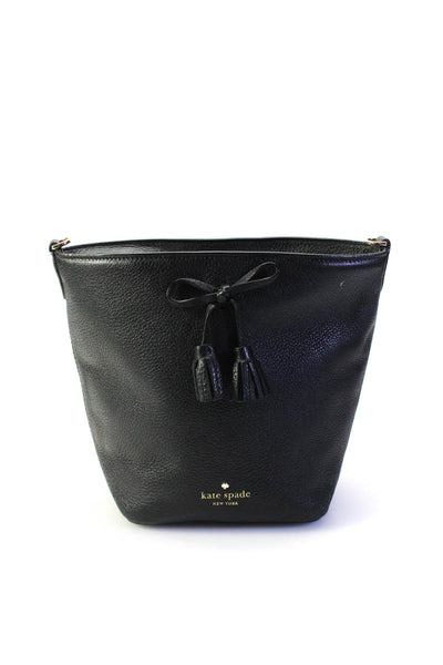Kate Spade Womens Pebble Grain Leather Zip Top Crossbody Bag Black Small Handbag
