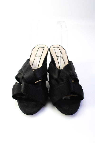 No21 Womens Satin Twist Front Slide On Sandal Heels Black Size 41 11