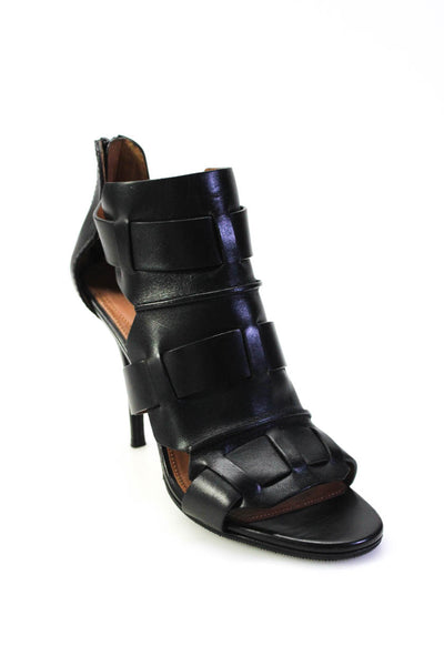 Givenchy Womens Leather Cut Out Back Zipper Sandal Heels Black Size 10