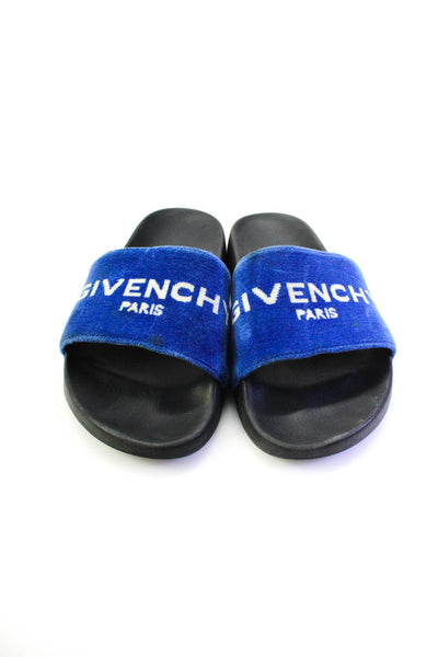 Givenchy Womens Slide On Pool Sandals Blue White Size 40 10