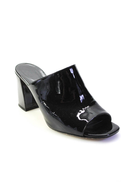 Maryam Nassir Zadeh Womens Patent Leather Mule Sandal Heels Black Size 49 10