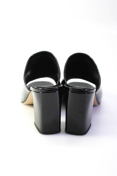 Maryam Nassir Zadeh Womens Patent Leather Mule Sandal Heels Black Size 49 10