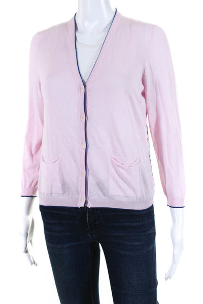 Rani Arabella Womens Silk Underwater Back Cardigan Sweater Pink Blue Size Small