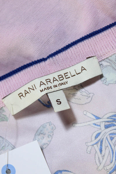 Rani Arabella Womens Silk Underwater Back Cardigan Sweater Pink Blue Size Small