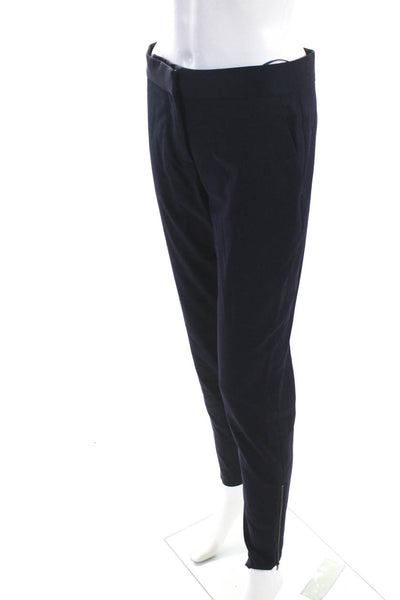 Stella McCartney Womens Wool Mid Rise Zip Up Straight Leg Pants Navy Size 38