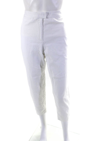 Piazza Sempione Womens Solid White High Rise Straight Leg Pants Size M