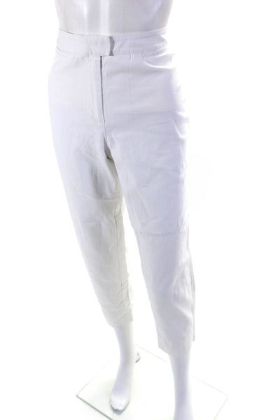 Piazza Sempione Womens Solid White High Rise Straight Leg Pants Size M