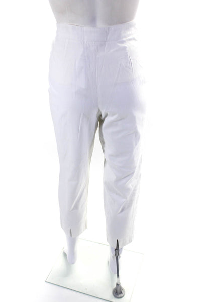 Piazza Sempione Womens Solid White High Rise Straight Leg Pants Size M