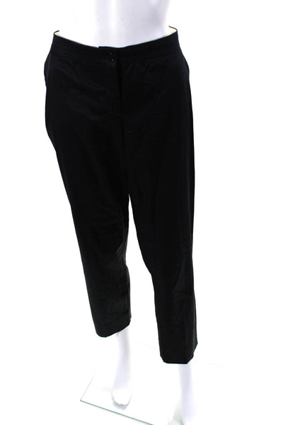 Etro Womens Solid Black Cotton Mid-Rise Straight Leg Dress Pants Size 44