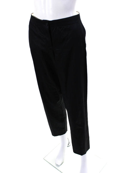 Etro Womens Solid Black Cotton Mid-Rise Straight Leg Dress Pants Size 44