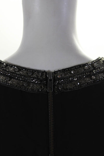 Generation Love Womens Back Zip Beaded Crystal Trim Boxy Top Black Size Medium