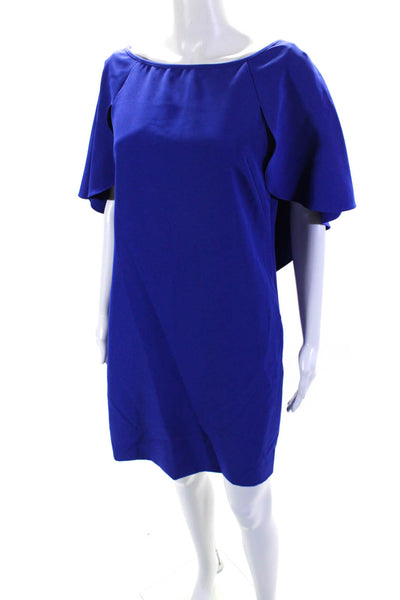 Milly Womens Side Zip Short Sleeve Scoop Neck Shift Dress Royal Blue Size 6