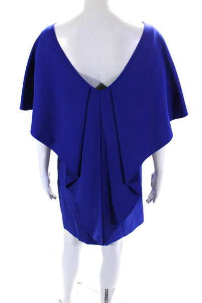 Milly Womens Side Zip Short Sleeve Scoop Neck Shift Dress Royal Blue Size 6