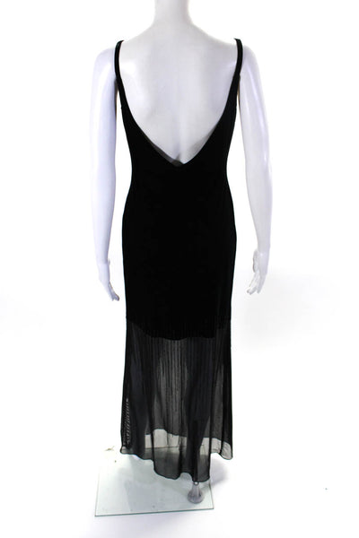 Niki By Niki Livas Womens Spaghetti Strap Mesh Beaded Velvet Dress Black Size 6