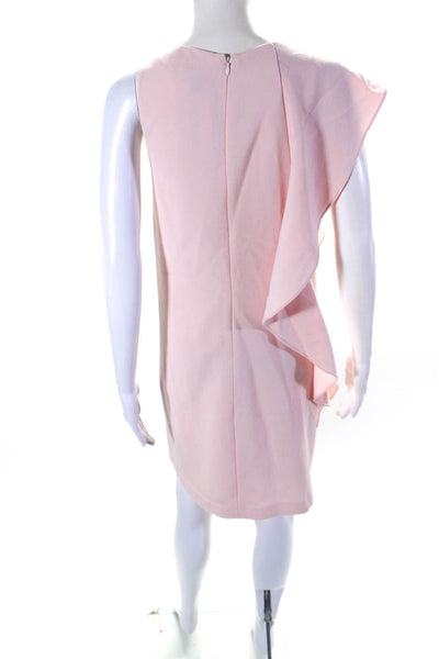 Chelsea 28 Womens Back Zip Crew Neck Ruffled Shift Dress Blush Pink Size 6