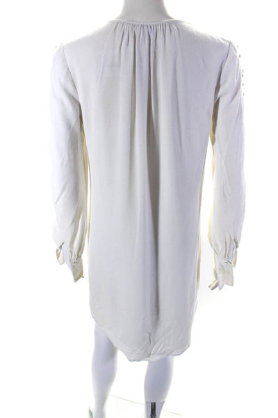 Joie Womens Long Sleeve V Neck Button Trim Dress White Size Extra Small