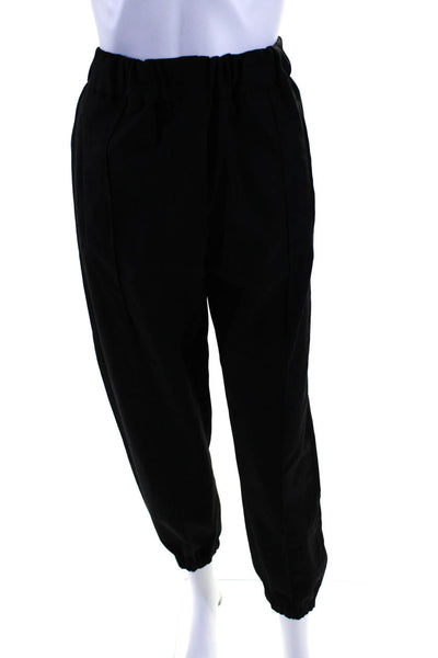 Tela Womens Regular Fit Elastic Waist Tapered Pleated Pants Black Wool Size IT40