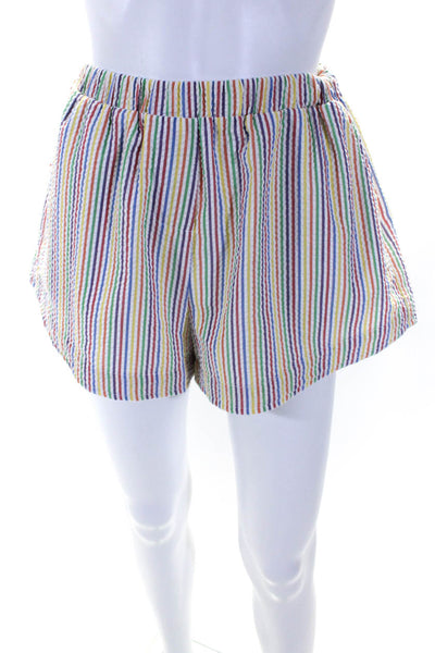 Kimberly Taylor Womens Striped High Rise Shorts Multi Colored Size Medium