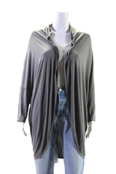 Michael Stars Womens Half Sleeve Hooded Open Cardigan Sweater Gray One Size