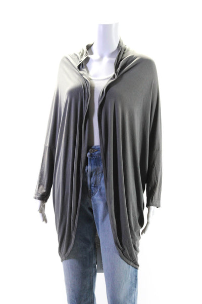 Michael Stars Womens Half Sleeve Hooded Open Cardigan Sweater Gray One Size