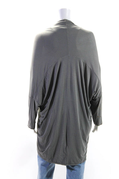 Michael Stars Womens Half Sleeve Hooded Open Cardigan Sweater Gray One Size